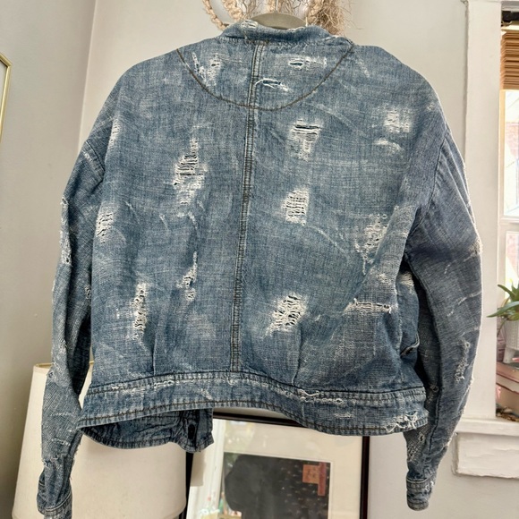 Free People Tattered Distressed Jean Jacket - Size S - Picture 4 of 11